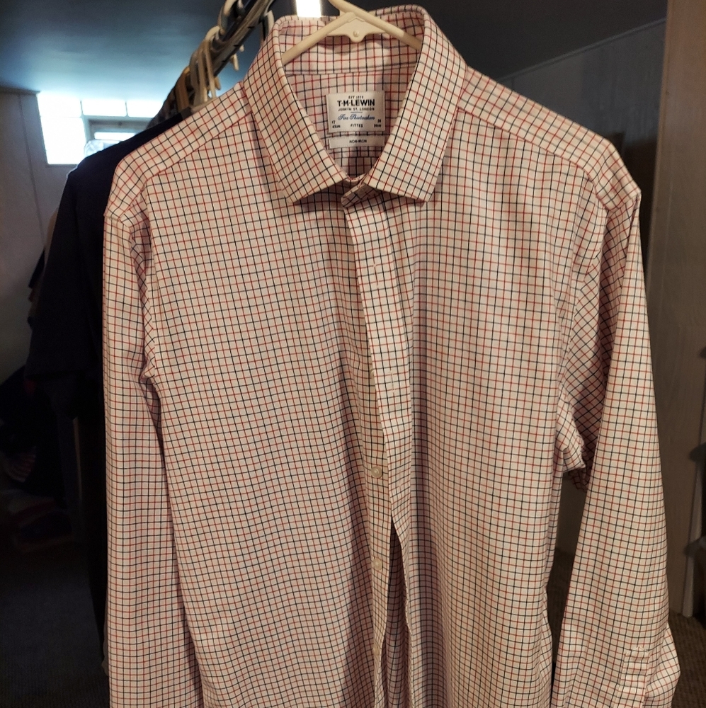 Vintage T.M. Lewin 1898 mens fitted button down shirt check pattern